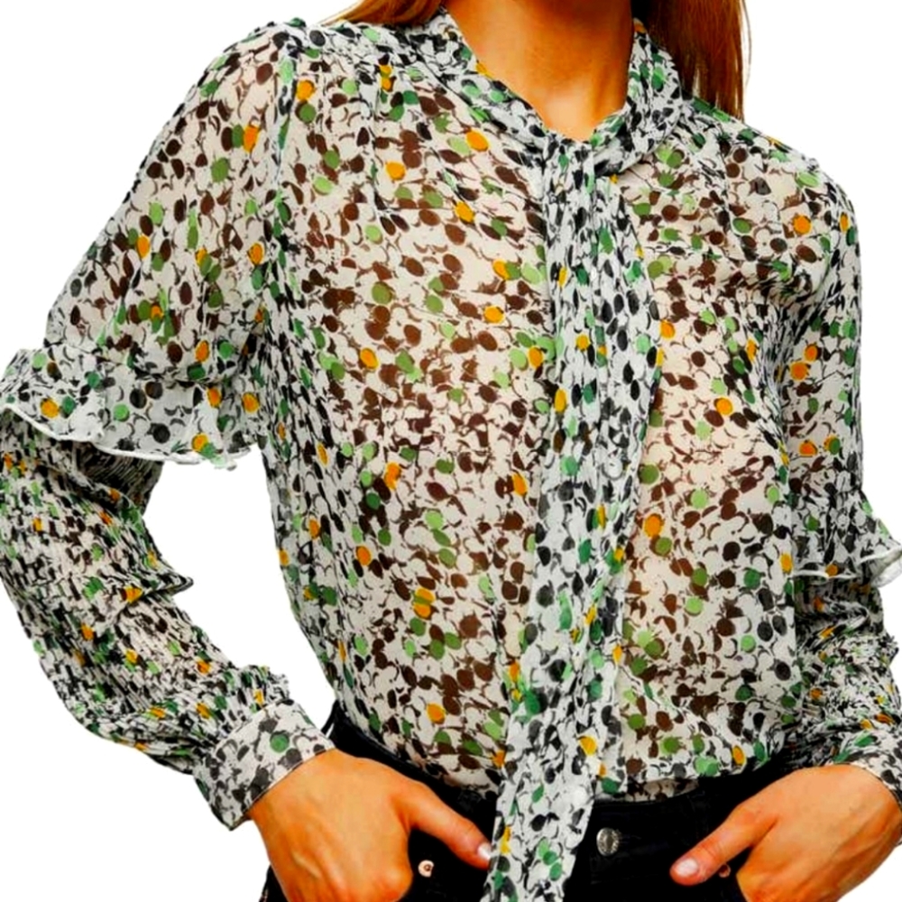 Topshop tie neck blouse